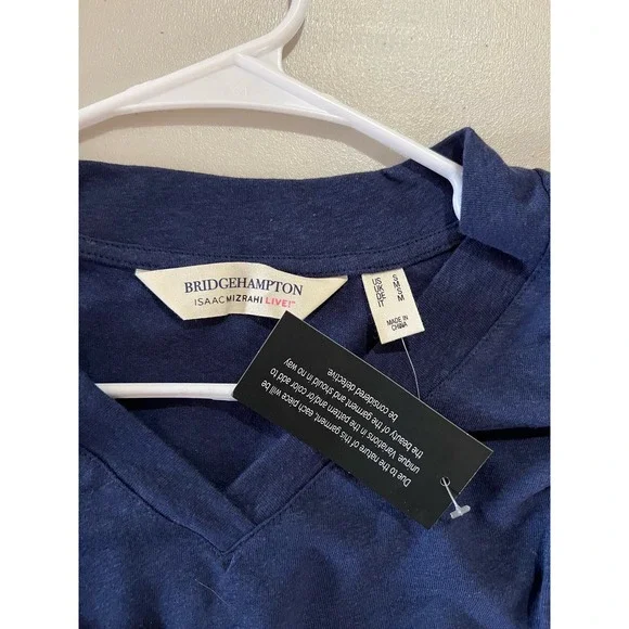 Isaac Mizrahi Live! Bridgehampton Knit Linen Blend V-Neck DARK NAVY NWT SIZE S - Picture 5 of 6